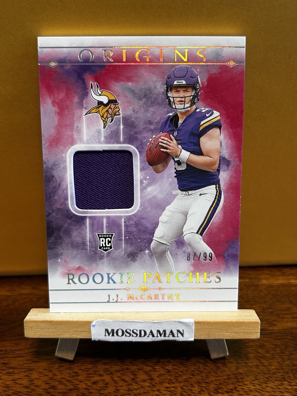 JJ McCarthy Panini Origins Rookie Patches #RPTJMC Red