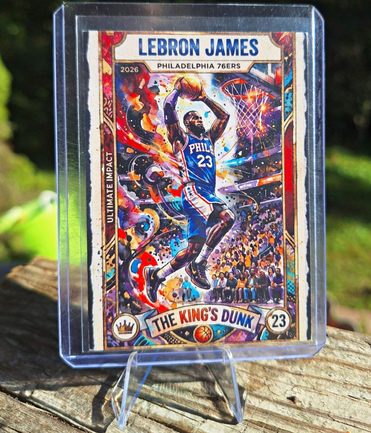 CUSTOM LeBron PHI 76ers NBA Fan Art Flip Trading Card