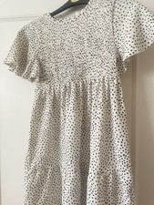 Grils Dress 9-10 Years Old White with Black Dots Perfect for Summer Day