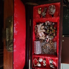 antique jewellery box with contents