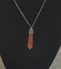 Faceted Stone Point Pendant Silver Tone Wire Wrapped Charms Jewelry JY-33