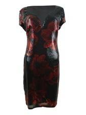 Connected Women's Sequined Floral-Print Dress