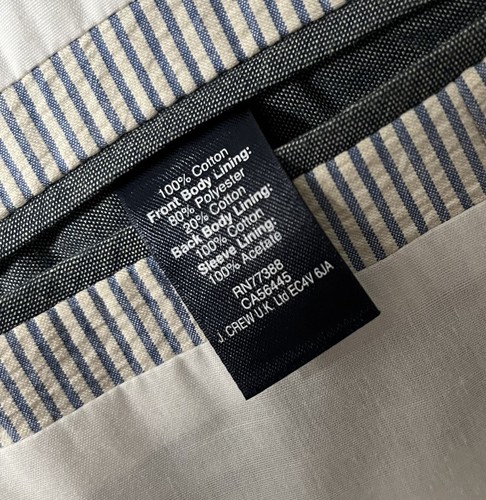 J. Crew Men's Thompson Seersucker Blazer 40R Two Button Cotton Sport Coat Jacket - Picture 8 of 8