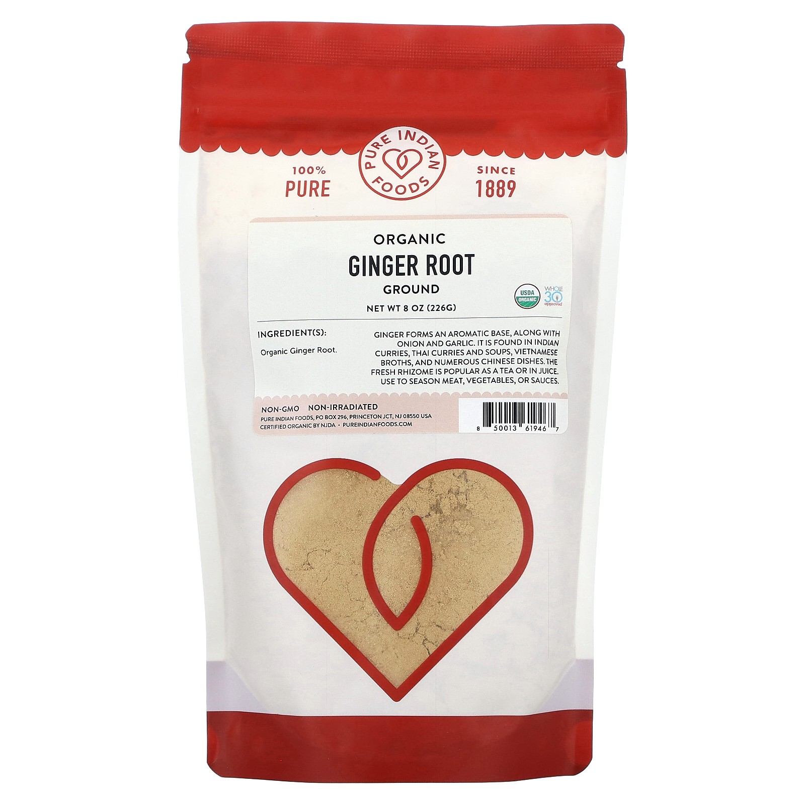 Органический корень имбиря молотый 8 унций 226 г 2990₽