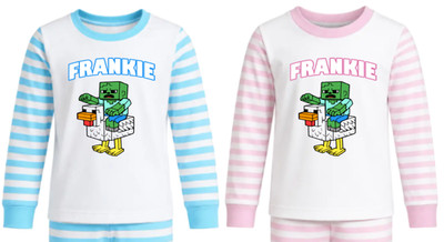 Kinder Personalisierter Minecraft Huhn Jockey Schlafanzug Jungen & Mädchen Pyjama 1-10