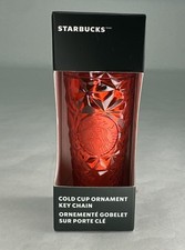 2023 Starbucks Holiday Red Prism Diamond Cold Cup Christmas Ornament Keychain