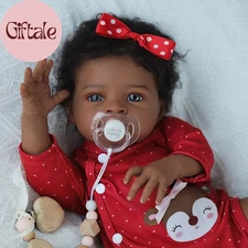 Reborn Baby Dolls Black Girl - 20 Inch African American Realistic Newborn Girl D
