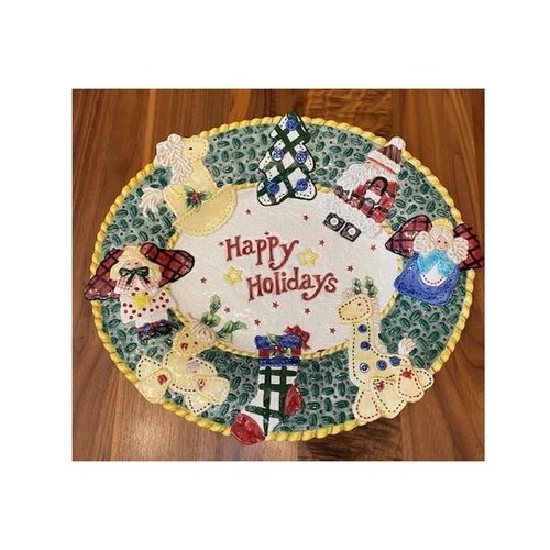 Fitz and Floyd Happy Holidays Platter 15" x 13" Large Christmas Serving Plate HP