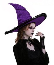 Wicked Witch Hat Lace Witches Velvet Ruched Halloween Costume Accessory