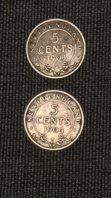 LOT OF 2 GREAT BRITAIN SILVER THREE PENCE COINS 1903 & 1904