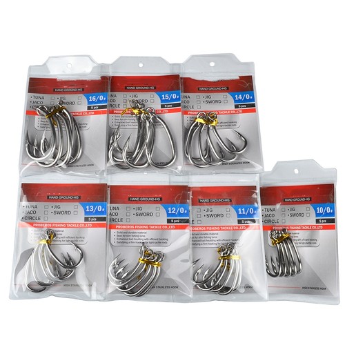 5Pcs Tuna Circle Fishing Hook Stainless Steel Live Bait Saltwater Hook 12/0-16/0 - Picture 6 of 17