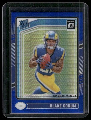 2024 Donruss Optic #208 Blake Corum Blue Hyper Color Match (RC) Rams
