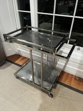 Modern Silver Drinks Trolley On Wheels 2-tier