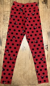 LULAROE Sz TWEEN Red & Black Polka Dot MINNIE MOUSE Disney Leggings