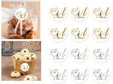 50pcs Eid Mubarak Stickers - Ramadan- High Quality - Elegant Silver and Gold