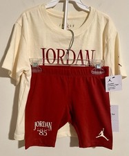 NWT Jordan 2 Piece Graphic T-shirt  Legging Shorts Set  Red  Yellow Size 6X