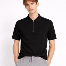 Theory Men Quarter Zip Polo Shirt Black Size XL Relay Jersey NWT