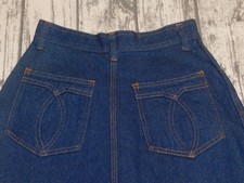 VTG 70's DENIM SKIRT DETAIL EMBROIDERED POCKET WESTERN BOHO sz 9/10 w 24"