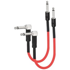 2 Pcs Guitar Patch Cable 16 Inch 1/4 Inch Metal Straight Bend Pedal Cord, Red