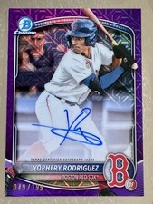 2025 Bowman Chrome Mega Box Mojo Auto Yophery Rodriguez Purple #49/199 Red Sox
