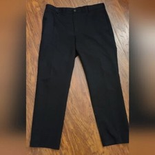 VAN HEUSEN Men's Pre-Owned 38x32 Black Flat Front Dress Pants