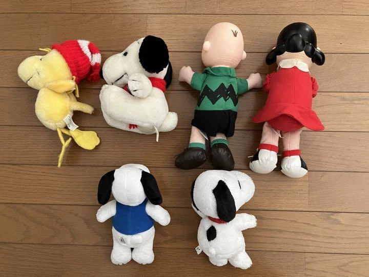 Snoopy Plush character Goods lot of 6 Set sale Charlie Brown Surrey woodstock