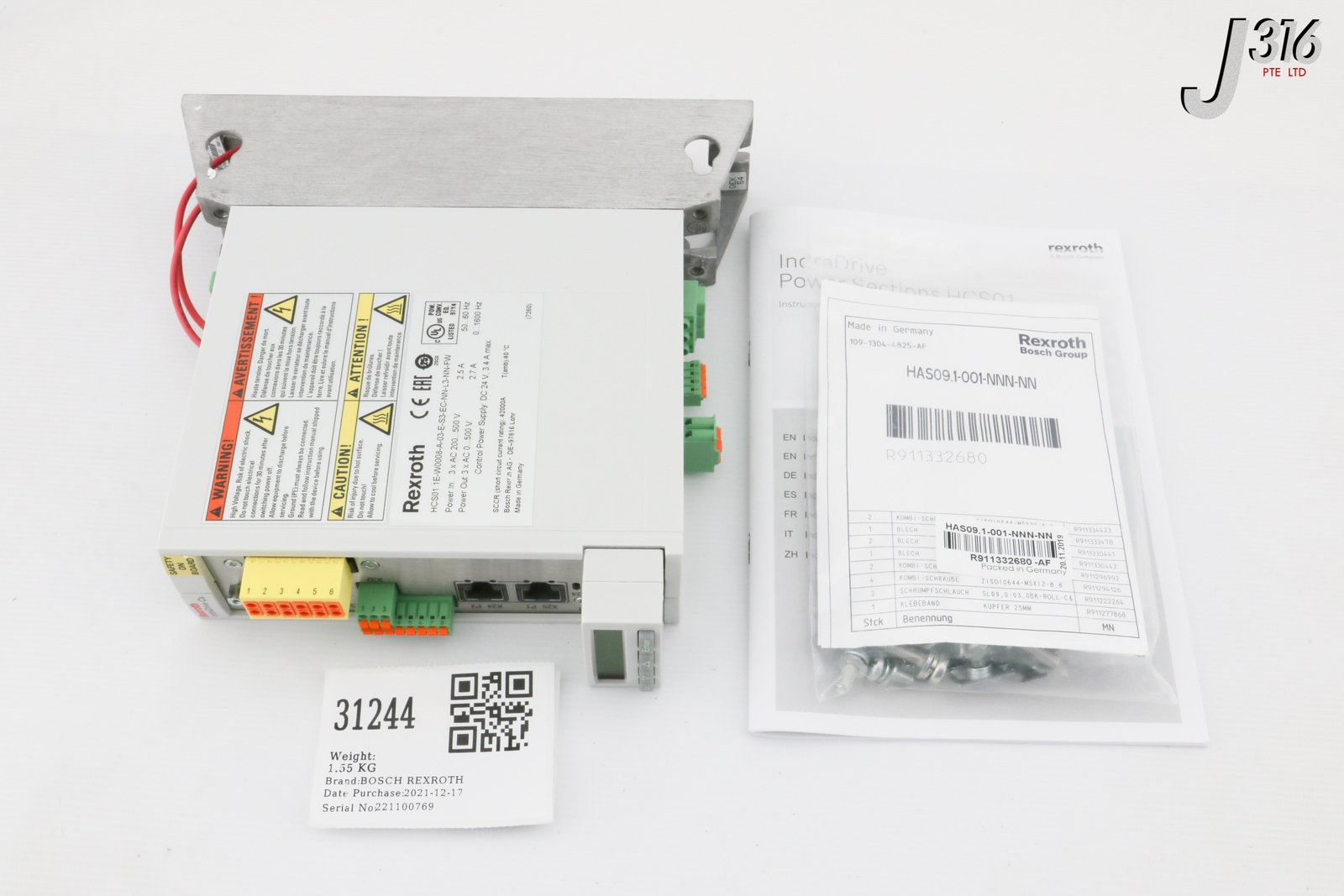 31244 BOSCH REXROTH SERVO DRV CTLR (NEW) HCS01.1E-W0008-A-03-E-S3-EC-NN-L3-NN-FW