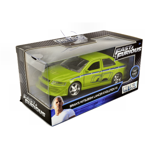 BRIAN'S MITSUBISHI LANCER EVOLUTION VII FAST & FURIOUS GREEN 1:32 Jada Toys - Foto 4 di 4