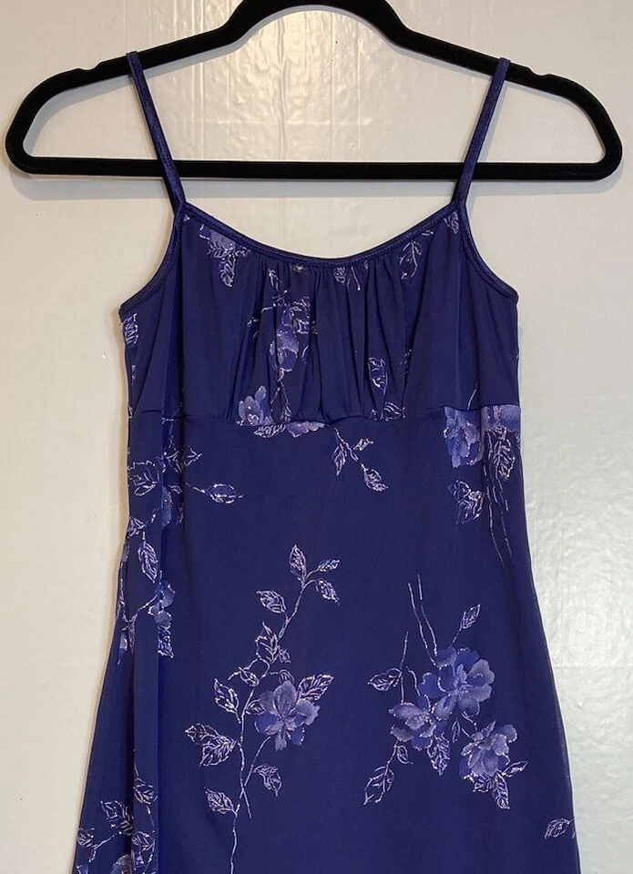 Vestido de hadas vintage Y2K Byer Too púrpura floral malla brillante talla M caprichoso Foto 2 de 4