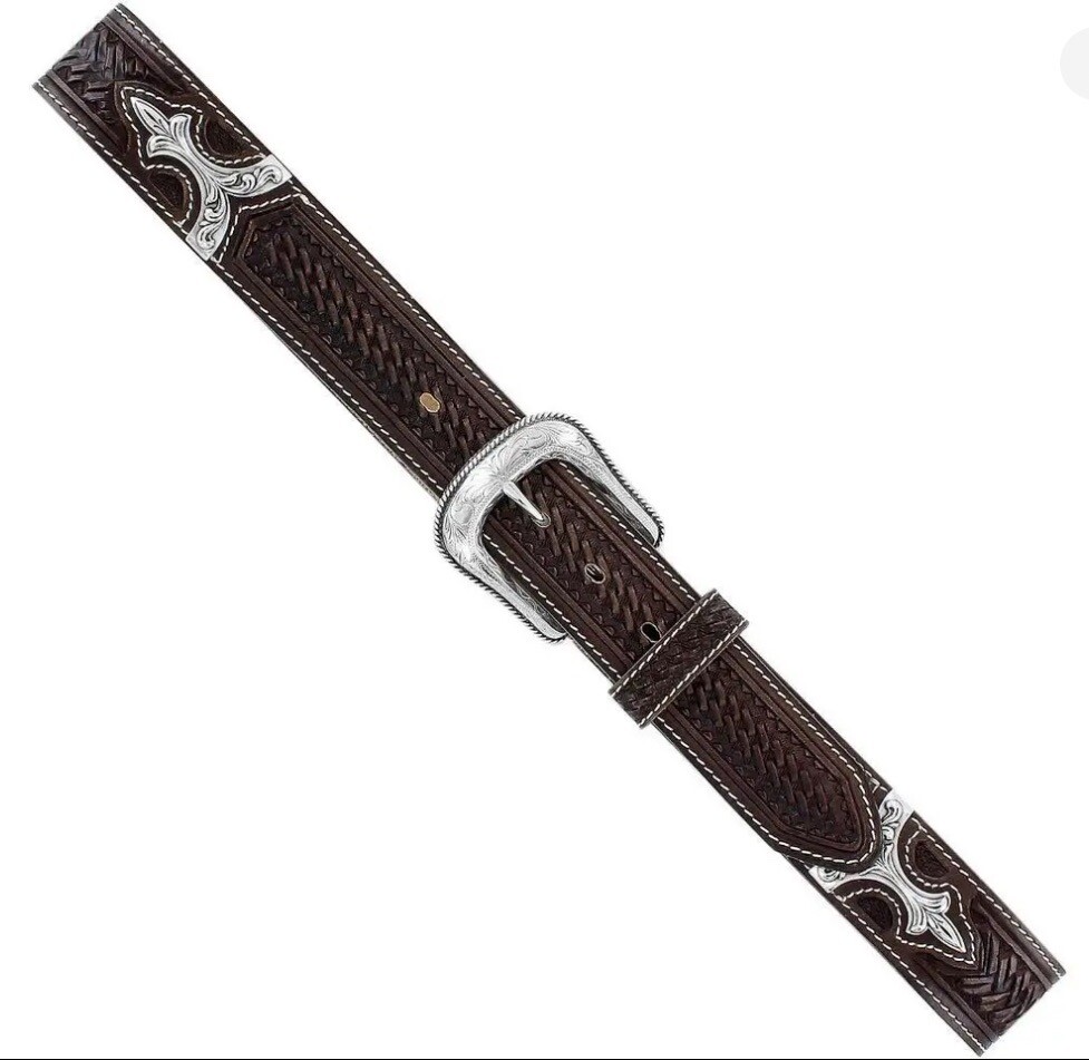Justin SILVER LINKS Top Grain Leather Belt Size 36 Made in Justin SILVER LINKS Top Grain Leather Belt Size 36 Made in