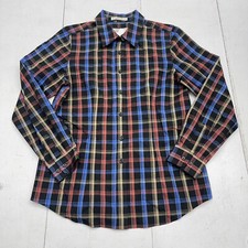 Orvis Black Multicolored Plaid Long Sleeve Button Up Women  s Size 8 