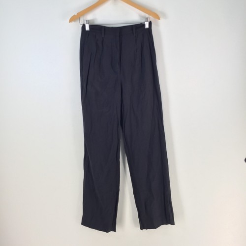 Kookai dress pants womens 36 aus 8 black straight leg high rise rayon zip 113414