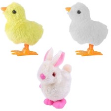 3er Set lustige laufende Figuren 2 Küken + 1 Albino Häschen Aufziehfiguren