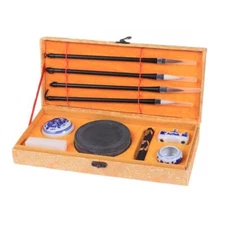 Chinese Four Treasures of The Study Set Brush Ink Paper Accessories Calligraphy