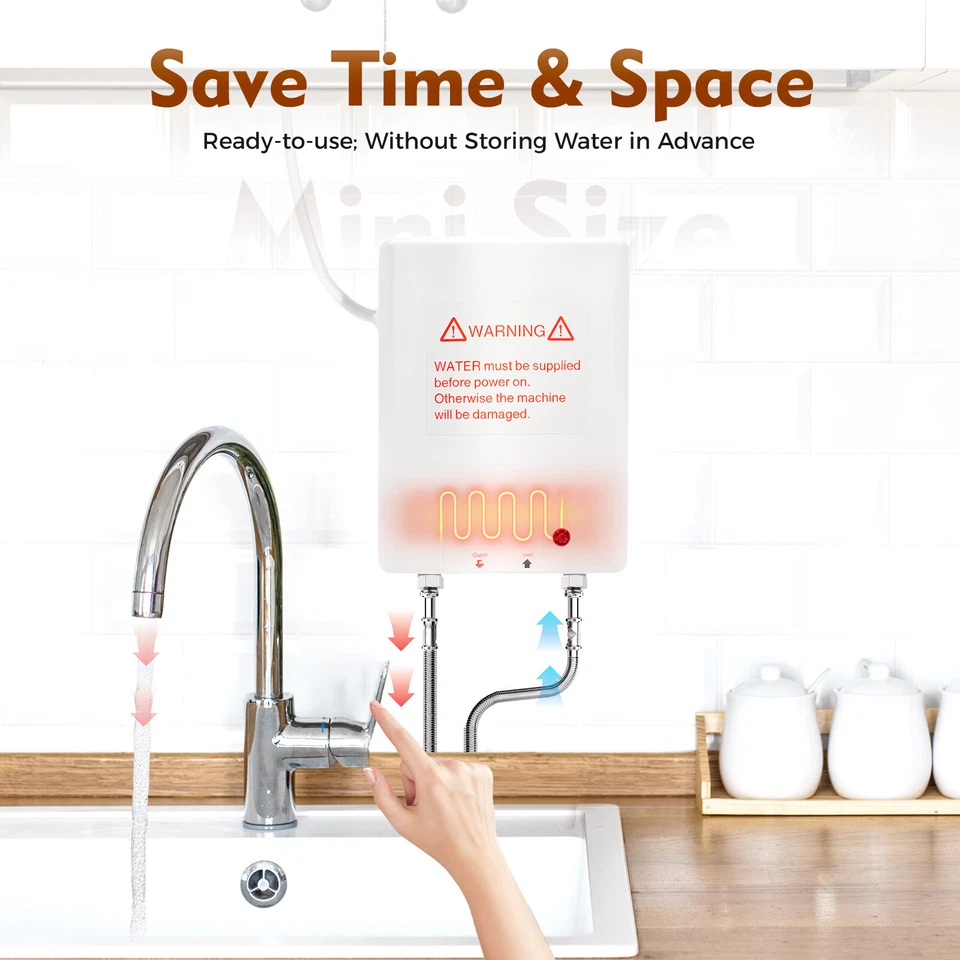 Scaldabagno Istantaneo 3500W 230V Piccolo Scaldabagno Elettrico per Cucina Bagno - Immagine 4 di 4