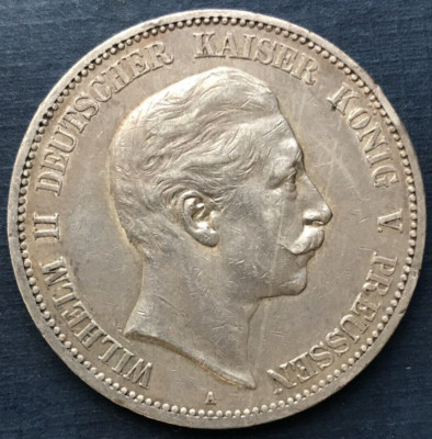     GERMANY  1907 A  5 MARKS AU  COIN    
