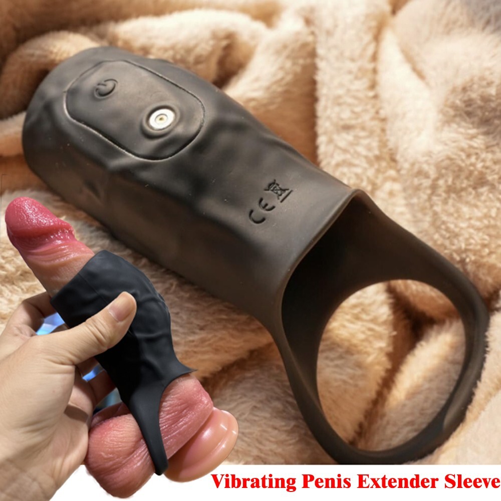 Vibrating Cock Armor Male Penis Extension Sleeve Girth Ring Enhancer  Enlarger US | eBay