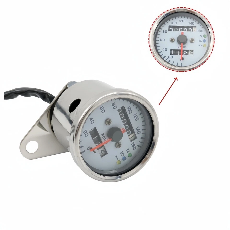 Medidor velocímetro moto retroiluminación LED doble odómetro 0-160 KMH para Harley Foto 3 de 4