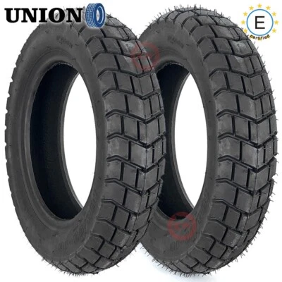 Kit 2 Pneus 100/90-10 61L 8PR Pneumatique Tassellé Renforcé Ape 50 Union - Photo 1/4