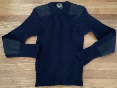 Barbour Sporting Sweater Sz 42'' 100% Wool Made in England Shoulder/Elbow Patches