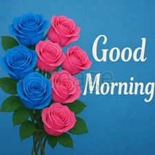 Flowers Picture Roses Blue Pink Good Morning Roses Digital Art Image Blog Print