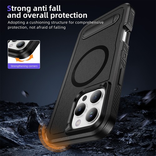 Funda magnética MagSafe para Apple iPhone 16 Pro Max/16 Pro a prueba de golpes con soporte - Imagen 17 de 27