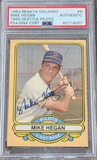 MIKE HEGAN SIGNED 1984 RENATTA GALASSO RGI 1969 SEATTLE PILOTS CARD PSA DNA