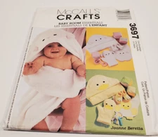 McCALLS 3697 Baby Room Essentials Pattern NEW UNCUT Towel Wash Mitt Bib Bootie