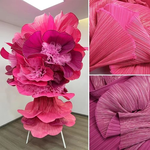 Pure Color Gilded Pleated Fabric 145cm Width DIY Material Stage Decoration