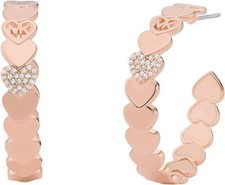 NEW MICHAEL KORS MULTI HEART SHAPE ROSE GOLD,CZ CRYSTAL HOOP EARRINGS -MKJ7982