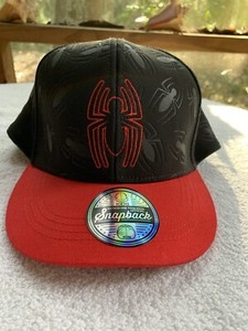 Spider-Man Marvel Snapback Baseball Cap Hat Black/Red Youth Kids Poly/Cotton New