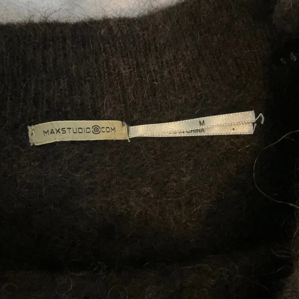 Max Studio brown/grey Long Sleeve Crew Neck Sweater Medium Mohair Blend - Image 2 of 4