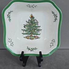 Spode ~ Christmas Tree~ Porcelain 10 Inch Large Square Serving Bowl