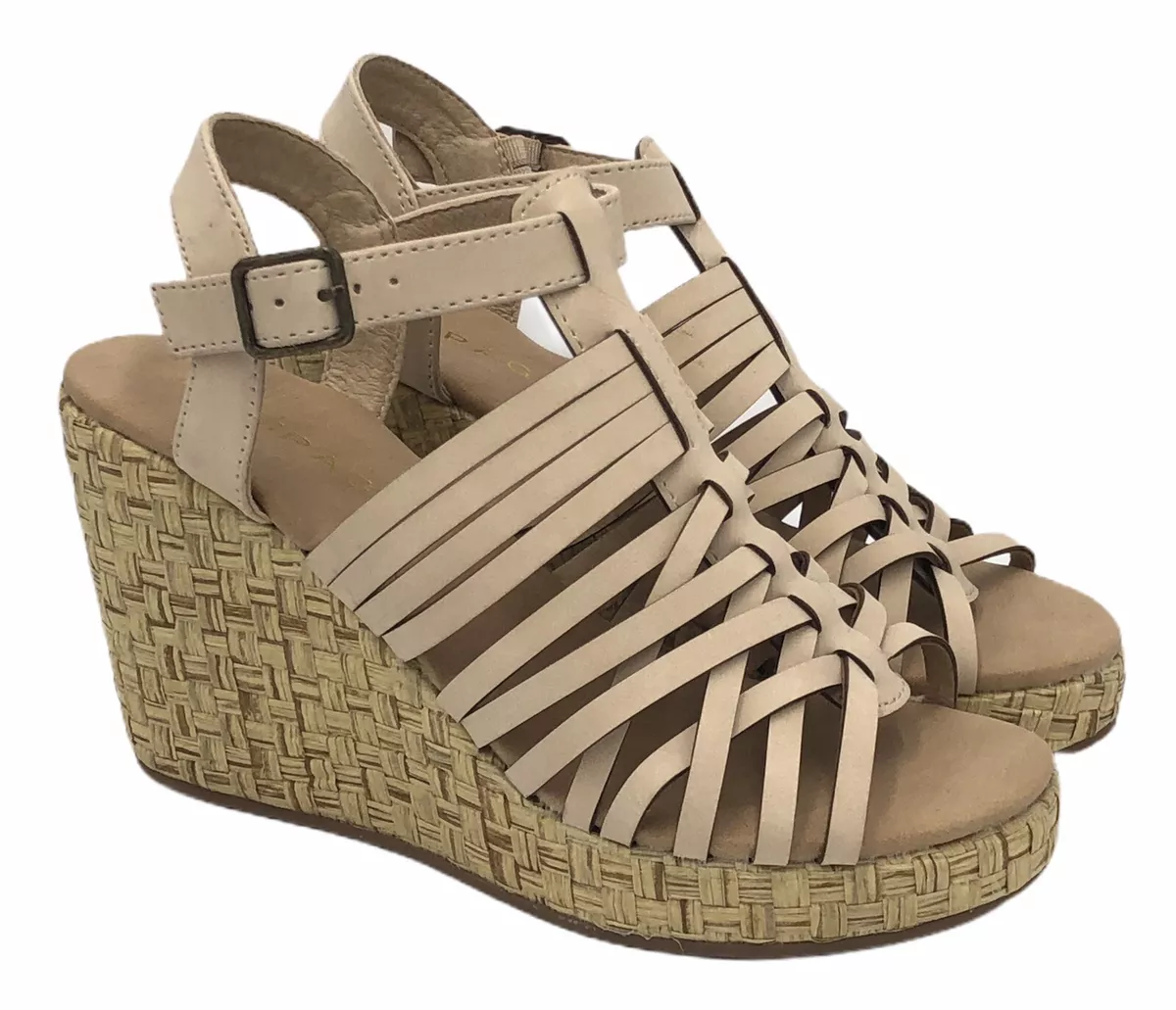 Rampage Joann Espadrille Wedge Sandals Weave Vegan Suede Ankle